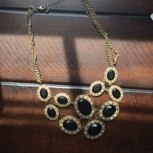 Black, Gold and Diamond Statement Necklace